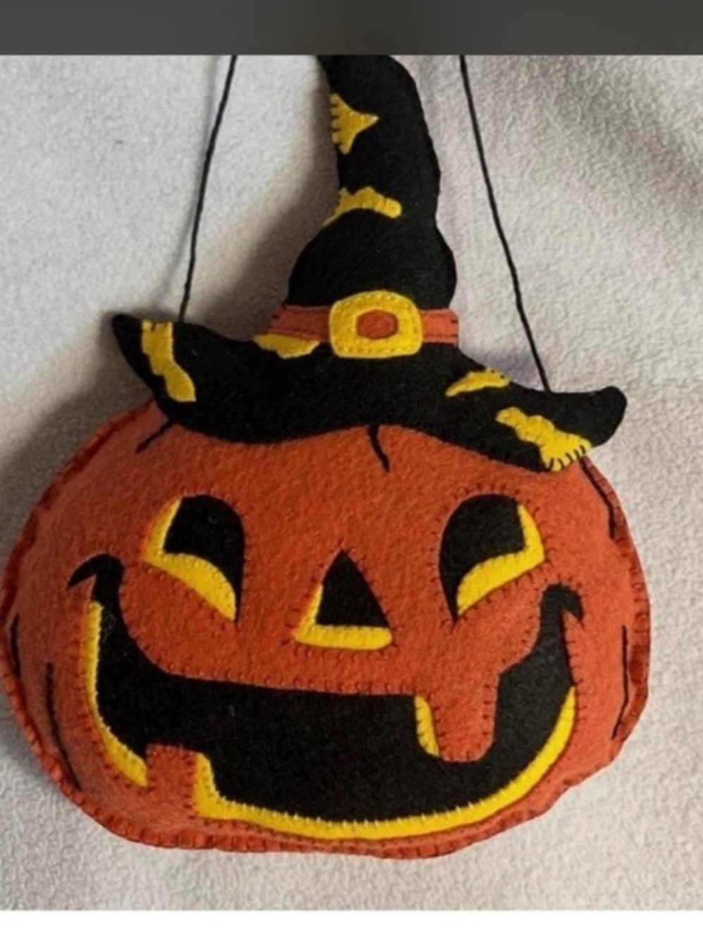 Halloween Pumpkin Witch Hat Hanging Decor Handmade 49